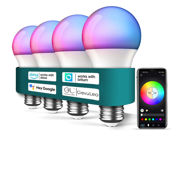 4 Focos Wifi Inteligente Rgb Alexa Google Siri Briturn APP Solo 2.4G Wifi Xtellar multicolor