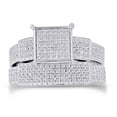 thumbnail image 4 of AFFY White Natural Diamond Engagement & Wedding Trio Band Ring Set In 10k White Gold (0.96 Cttw), 4 of 8