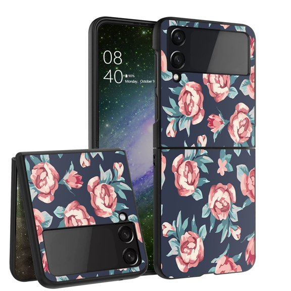 ANJ  Hard Protective Printed Case Cover Compatible with Samsung Galaxy Z Flip 4 - Passionate Roses