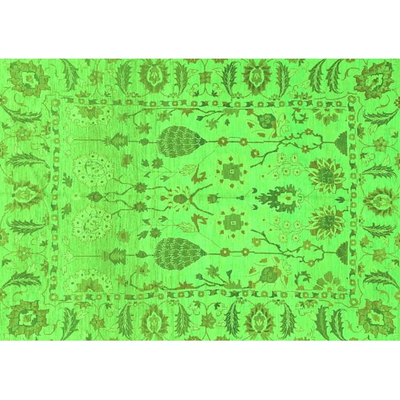 Ahgly Company Indoor Rectangle Abstract Green Modern Area Rugs, 5' x 7'