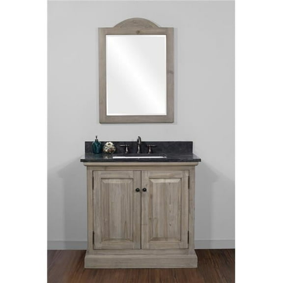 WK1836-WK SQ TOP 36 in. Solid Recycled Fir Single Sink Vanity With Rectangular Sink Limestone Top-No Faucet