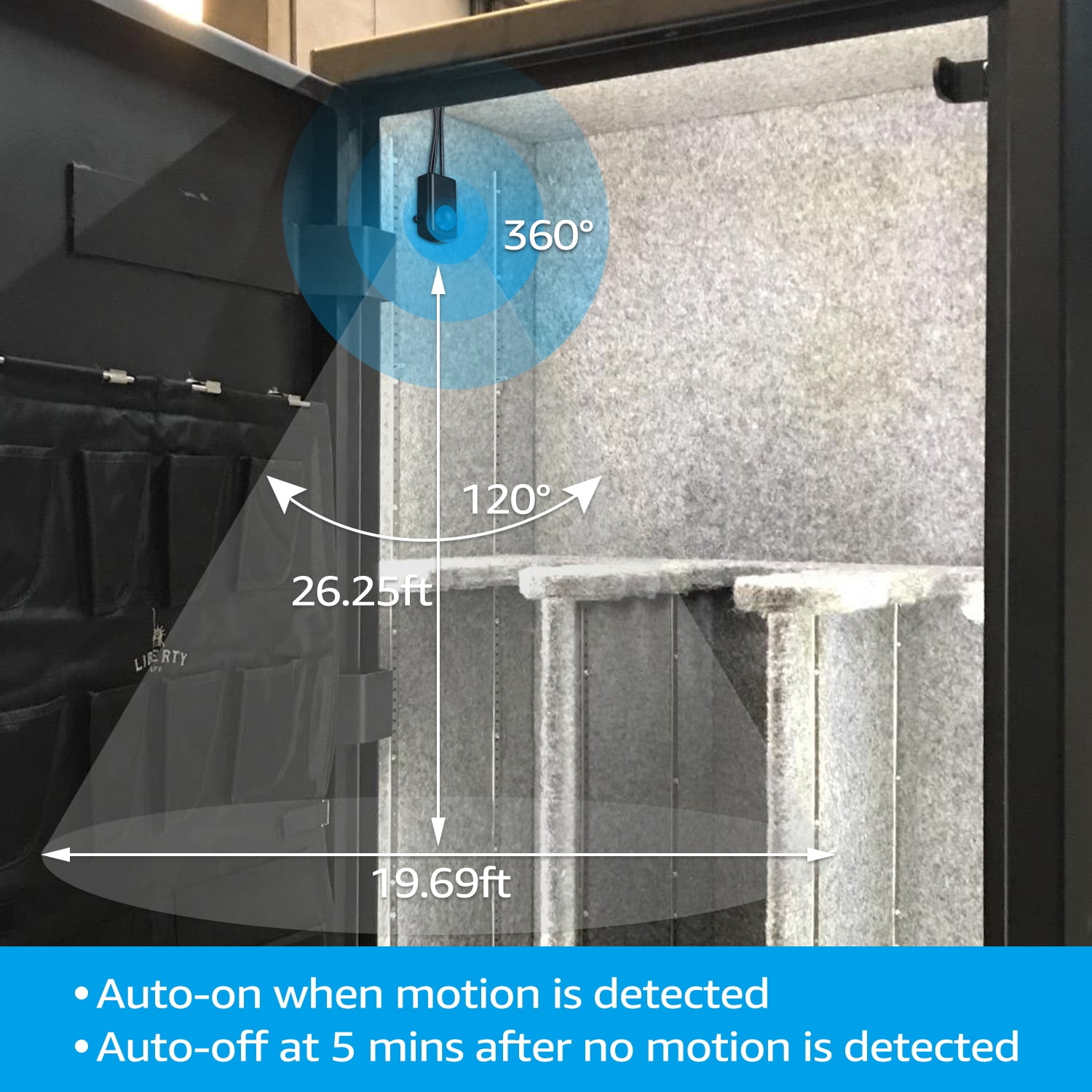 LED Safe Lighting Kit, (6) 12 Inch Linkable Light Bars + Motion Sensor, for Under Cabinet, Gun Safe, Locker, Closet, Under Counter, Shelf, Showcase, 5000K Daylight