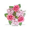 thumbnail image 3 of Artificial Rose Embroidery Ball Flower 3 Inches Candle Rings Wreaths Center Eucalyptus Leaves Wreaths Small Boho Wreath Pillar Candle Holder for Easter Wedding Home Door Tabletop Decoration, 3 of 6