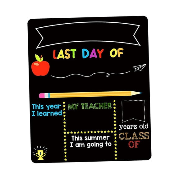 First and Last School Day Board Sign Back to School Chalkboard Sign Wooden Reusable Memorable Ornament Fittings Message Board for Household