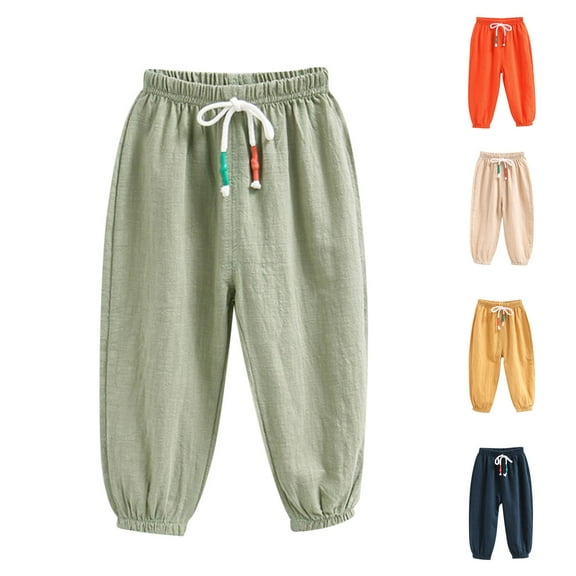 Hvobtty Toddler Sports Long Pants, Toddler Fall Pants, Children's Summer Solid Color and Comfortable and Casual Elastic Waist Mosquito Proof Pants for Kids Yellow 4-5 Years