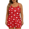 thumbnail image 6 of FchengtaiS Women's Plus Size Pajama Set Heart Print Loungewear Cami Top and Shorts Sleepwear Lounge Summer Pjs, 6 of 7