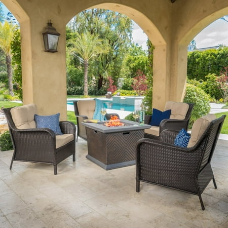 Savona Club Chair and Mendocino MGO Fire Pit Set