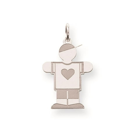 Laser-cut Engravable Polished Kid Solid Charm Pendant 925 Sterling Silver