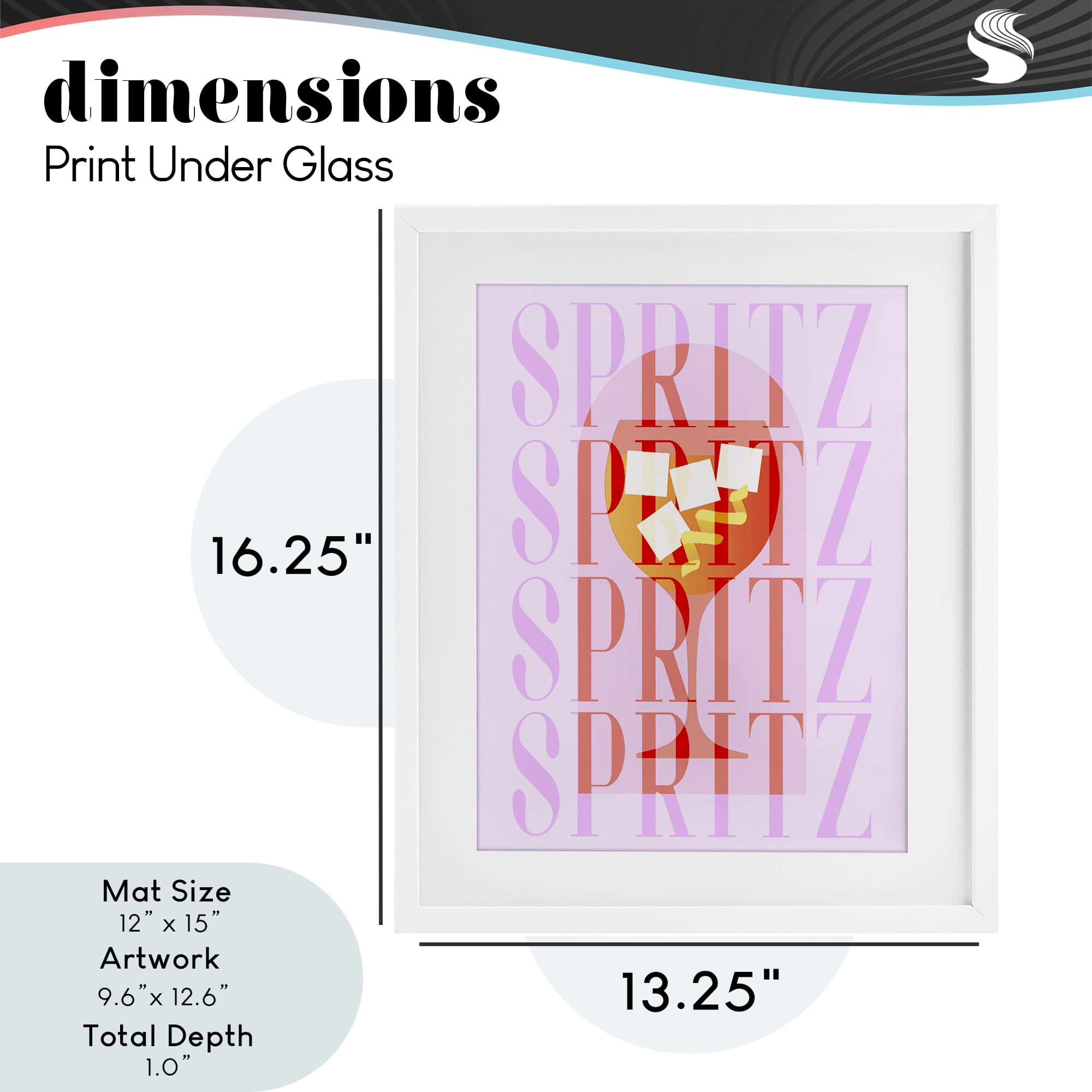 Retro Pastel Spritz White Framed Print Under Glass, design by Lil' Rue