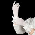 thumbnail image 5 of Fashion Chiffon White Marriage Party Bride Mittens Driving Gloves Bow Lace Gloves WHITE, 5 of 8