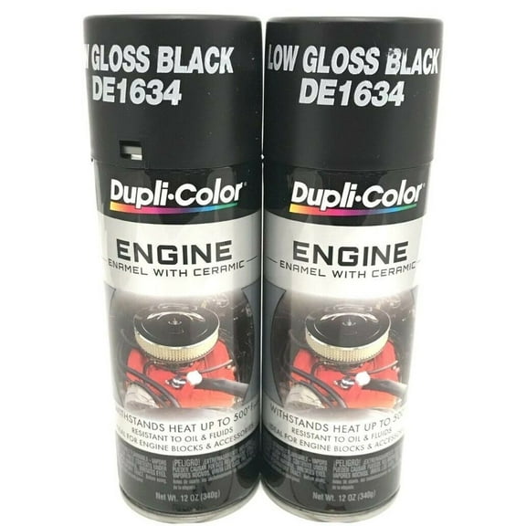 Duplicolor DE1634-2 pack Engine Enamel with Ceramic Low Gloss Black color - 12 oz Aerosol Can