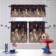 thumbnail image 3 of Independence Day Dog Cat Kitchen Curtains Valances 3 Piece Set, Watercolor Red Blue Stripe Star Flag Firework Rod Pocket Tier Curtain and Valance Drapes for Small Window 36 Inch Length for Bedroom, 3 of 9