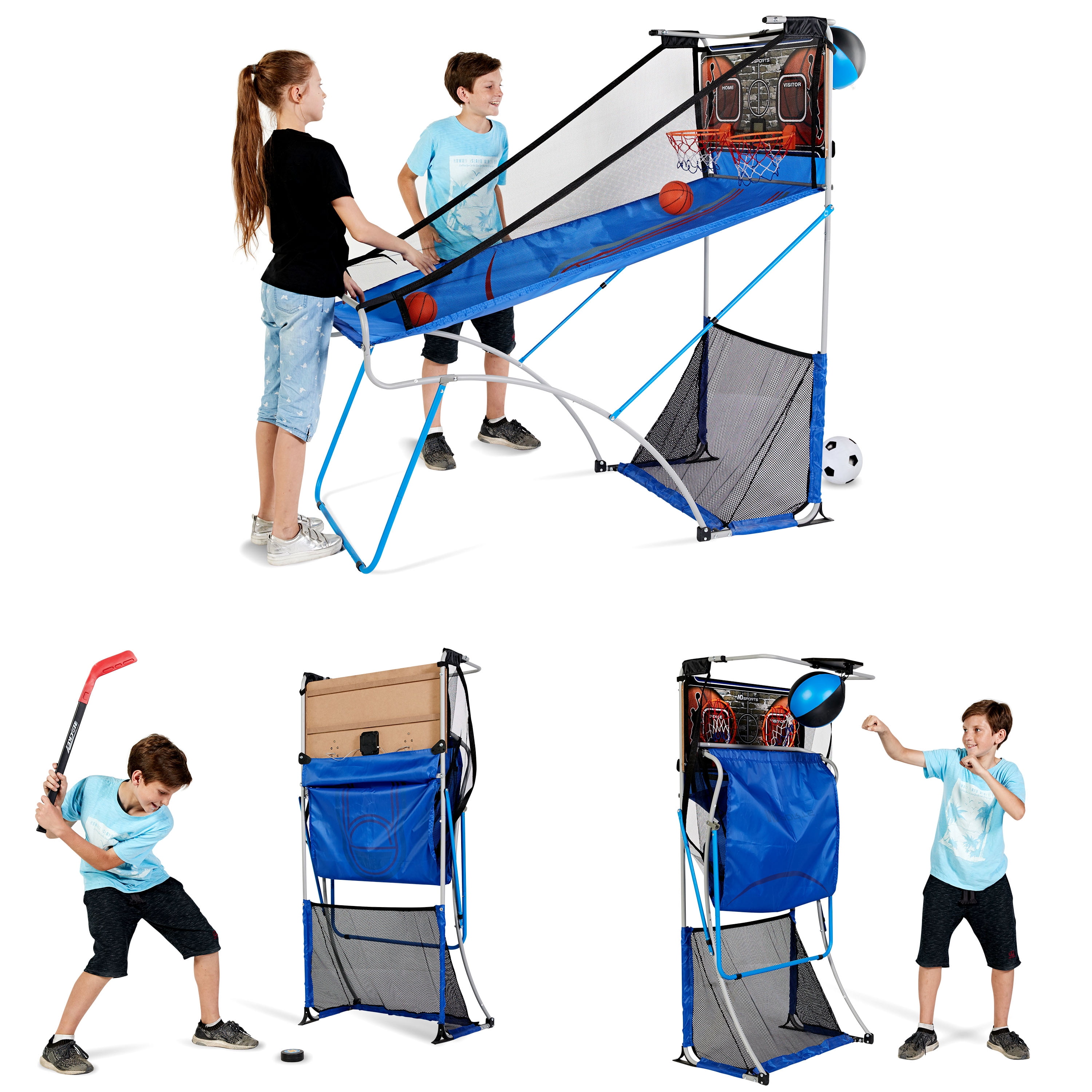 MD Sports 4 in 1 Junior Basketball Game (Basketball, Soccer, Boxing and Knee Hockey) by Medal Sports