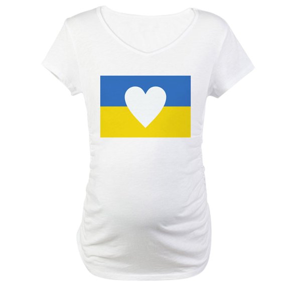 CafePress - Ukraine Heart Maternity T Shirt - Cotton Maternity T-shirt, Cute & Funny Pregnancy Tee