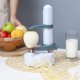 thumbnail image 5 of Pelador de patatas eléctrico, máquina peladora automática de manzanas, cuchillas peladoras giratorias de acero inoxidable para trabajo pesado para frutas y verduras de cocina (blanco), 5 of 5
