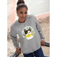 thumbnail image 2 of Cat Holding A Fish Sweatshirt Women -Victoria Borges Designs, Female 4X-Large, 2 of 4