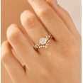 thumbnail image 3 of vylahjewellery Vintage Round Cut Moissanite Engagement Ring Set 14K Vermeil Yellow Gold Leaf Bridal Wedding Ring Promise Gift Ring, 3 of 7
