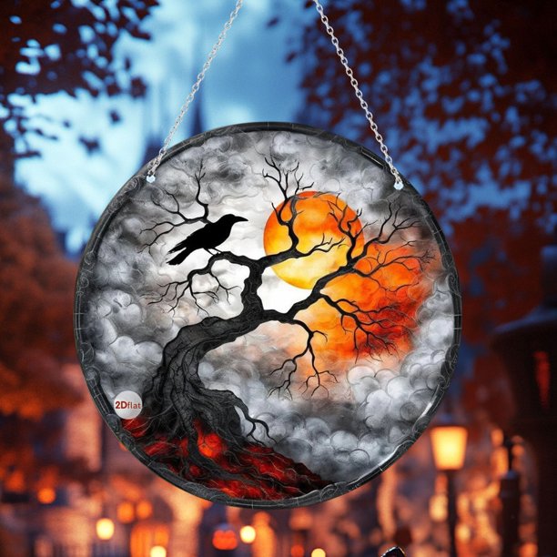 Uuiauoio Halloween Ornament Acrylic Window Hanging, Halloween Home Wall Hanging Decor, Halloween Decorations, Acrylic Doors And Windows Wall Hanging Pendants Scene Decoration
