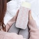 thumbnail image 2 of Acogedor calentador de invierno y terapia de frío para el hogar y la oficina: funda de punto blanca para botella de agua caliente, 2 of 8
