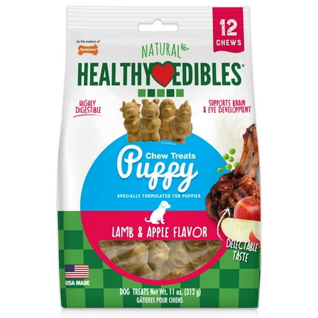 Nylabone Healthy Edibles Puppy Natural Long Lasting Dog Chew Treats Lamb & Apple Flavor Small - Up to 20 lbs.