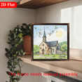 thumbnail image 6 of A 12*12-inch wooden framed painting - a refreshing rural church. It can be used as a home decoration item or as a wonderful gift., 6 of 7