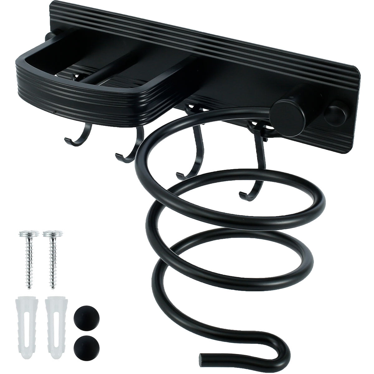 BAODBF Hair Dryer Holder Wall Mount 2 Sections Metal Hair Dryer Hanger