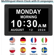 Dementia Digital Clock for Seniors Elderly, 20 Alarm Reminders 3 Ringtones for Memory Loss Alzheimers, Electric Time Date Day Large Display Calendar Clock, Auto DST, 1024 * 600P HD