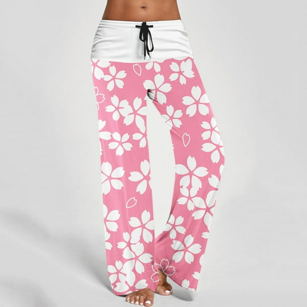 WILLBEST Pantalones Casuales de Cintura Alta Para Mujer Con Bolsillos, Cintura Elástica, Corte Holgado, Estampados, Pantalones de Yoga Largos y Cómodos Extra Grande