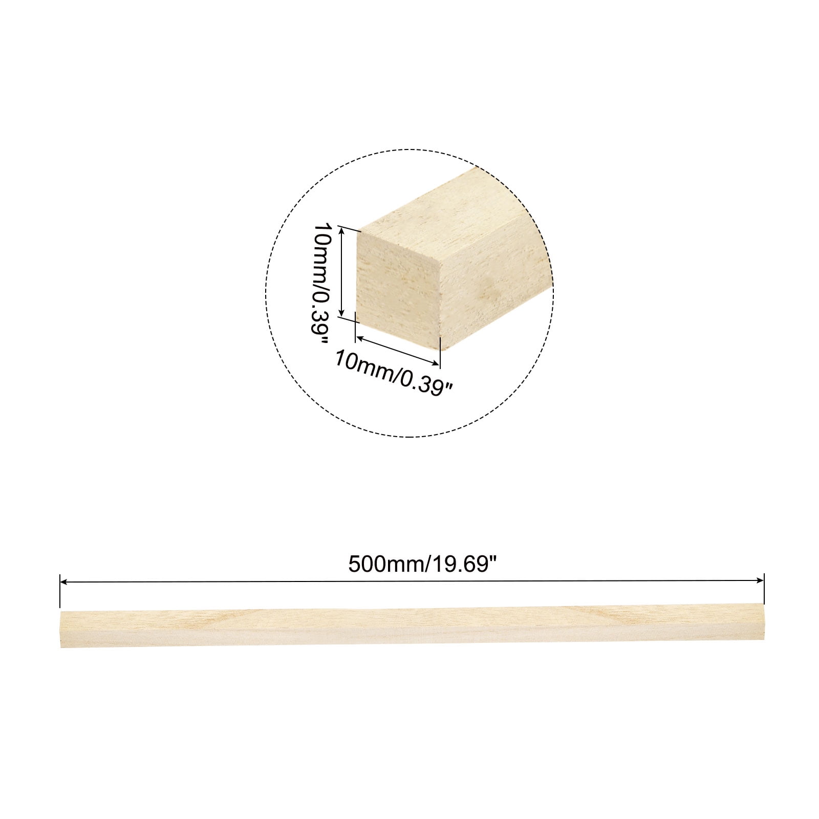 Square Wooden Sticks, 20"x0.4"x0.4" Dowel Rod Unfinished Hardwood Stick Craft Twigs Log Stick for DIY Crafts 20pcs