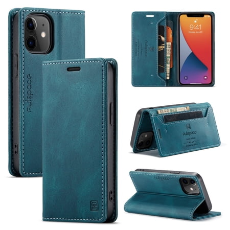 iPhone 12 mini Wallet Case, Dteck Leather Flip Wallet Case with RFID Blocking Card Slot Magnetic Closure Folio Phone Case for Apple iPhone 12 mini 5.4 inch, Blue