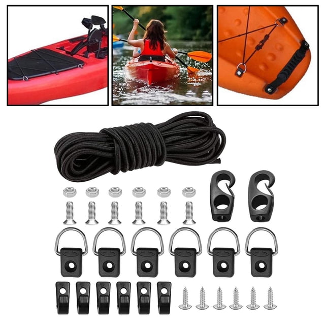 Kit de aparejo de cubierta de kayak DYNWAVEMX Cuerda elástica para kayak 8.2 pies con extremos Tornillos de acero inoxidable 304 con tuercas