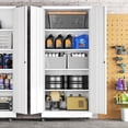thumbnail image 2 of SOLAURA 73 in Metal Storage Cabinet with Wheels, Garage Rolling Cabinet with Locking Doors and 4 Adjustable Shelves, Lockable Tool Cabinets for Garage, Home, Office(White), 2 of 9