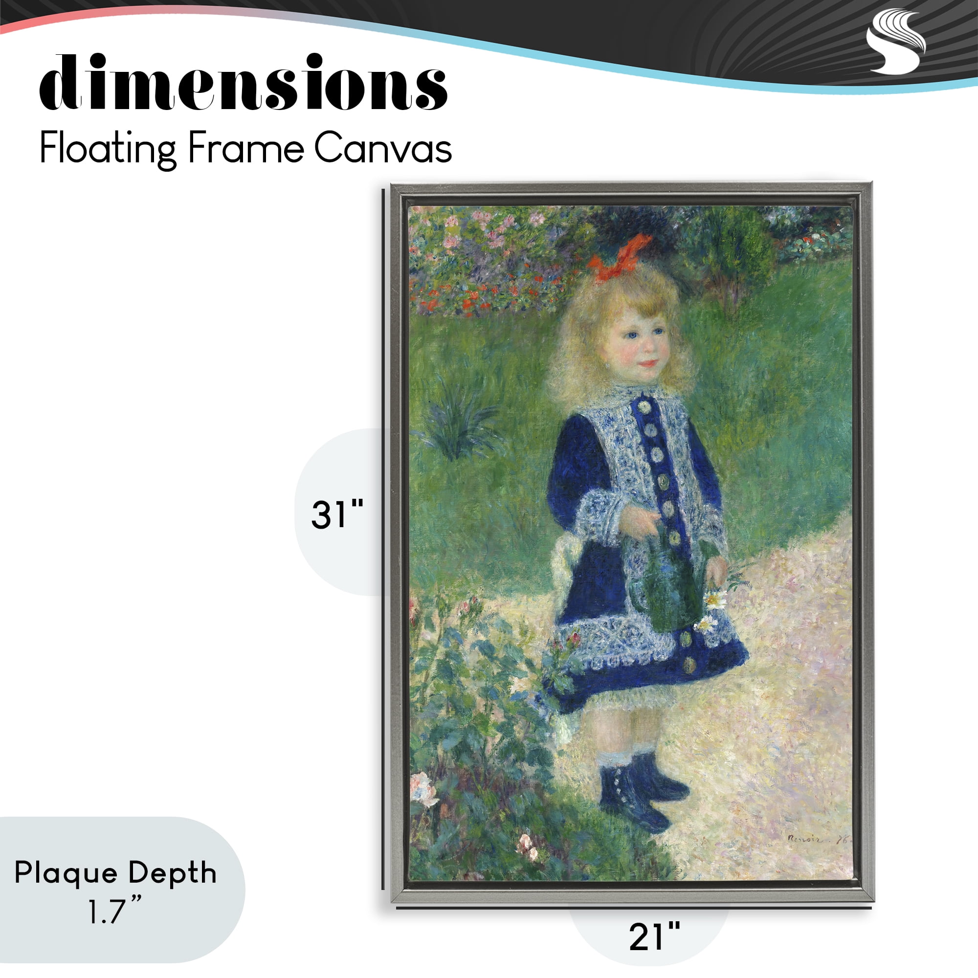 Stupell Industries Girl With Watering Can Gray Framed Floater Canvas Wall Art, design by Tina LeCour