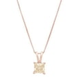 thumbnail image 1 of 2.5 ct Brilliant Princess Cut Solitaire Natural Morganite 14k Rose Gold Pendant with 16" Chain, 1 of 4