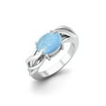 thumbnail image 2 of 925 Sterling Silver 9X7MM Oval Shape Larimar Solitaire Women Valentines Day Gifts Ring, 2 of 4