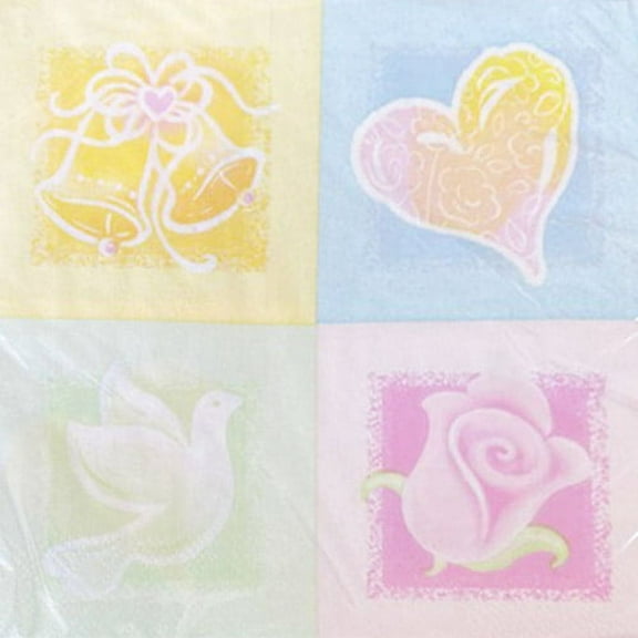 Various Wedding and Bridal Symbols of Love Multicolor Lunch Napkins (16ct)