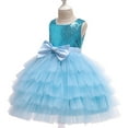 thumbnail image 3 of Flower Girls Bow Sequins Tulle Tutu Dress Princess Party Wedding Gown 2-9T, 3 of 4
