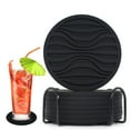 thumbnail image 4 of Oleegame 1PC Silicone For Drinks Dual Round Cup Mat With Holder Stand Jar Pads With Deep Grooved Brown, 4 of 6