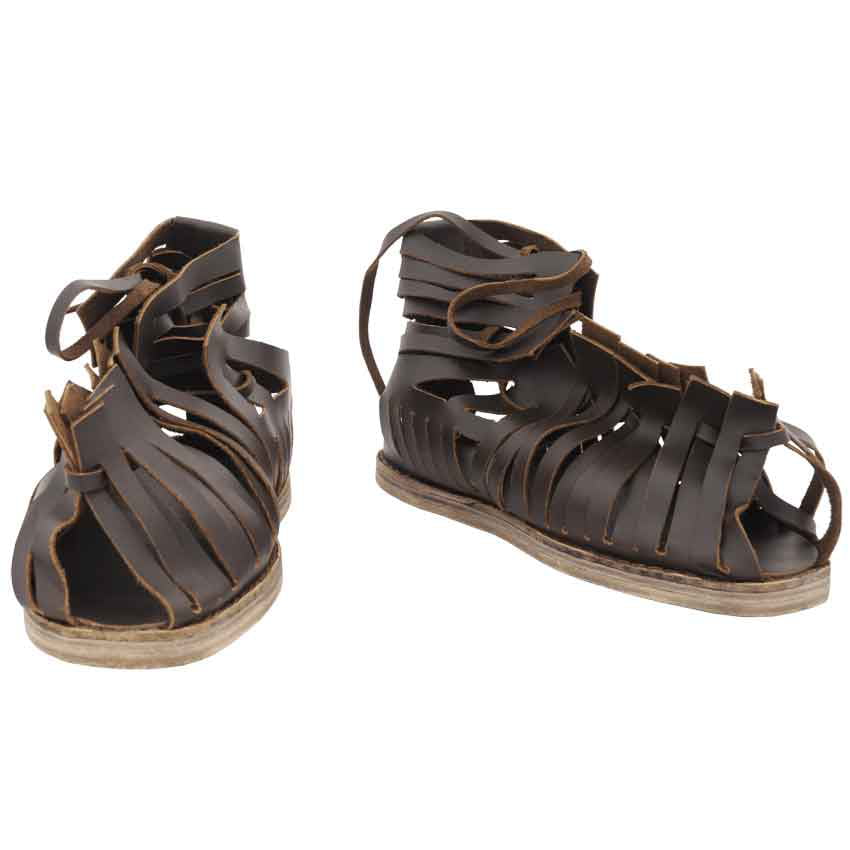 Black Leather Jesus Roman Sandals Womens Mens Strap Handmade US 5-12 EU 36-46 