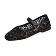 thumbnail image 3 of Women's Lace Mary Jane Flats with Buckle Strap, Breathable Mesh Square Toe Casual Shoes, Footwear for Parties, Summer and Everyday Wear Black 37, 3 of 9