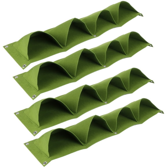 4Pcs Hanging Planters For Indoor Plants 4 Pockets Vertical Garden Wall Planter Grow Bags Plant Hanger Garden Balcony Fence Wall Home Decor Balcony Office Decoration