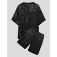 thumbnail image 3 of INCERUN Men's Short Sleeve Tops + Shorts Set Velvet Blend Summer Two-piece Suits, 3 of 6