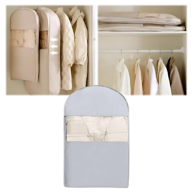 Peach Skin Velvet Storage Bag For Home Textile Organizing Space Saving Hanging Design Storage for Home Organization Clothe Organization And Storage Cloth Storage Bags with Zipper Wedding Gown