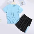 thumbnail image 2 of Tank Top Set for Girls, Solid Color Bubble Ruffle Trim Round Neck and Shorts 2-Piece Summer Casual Outfit for Kids, 2 of 5