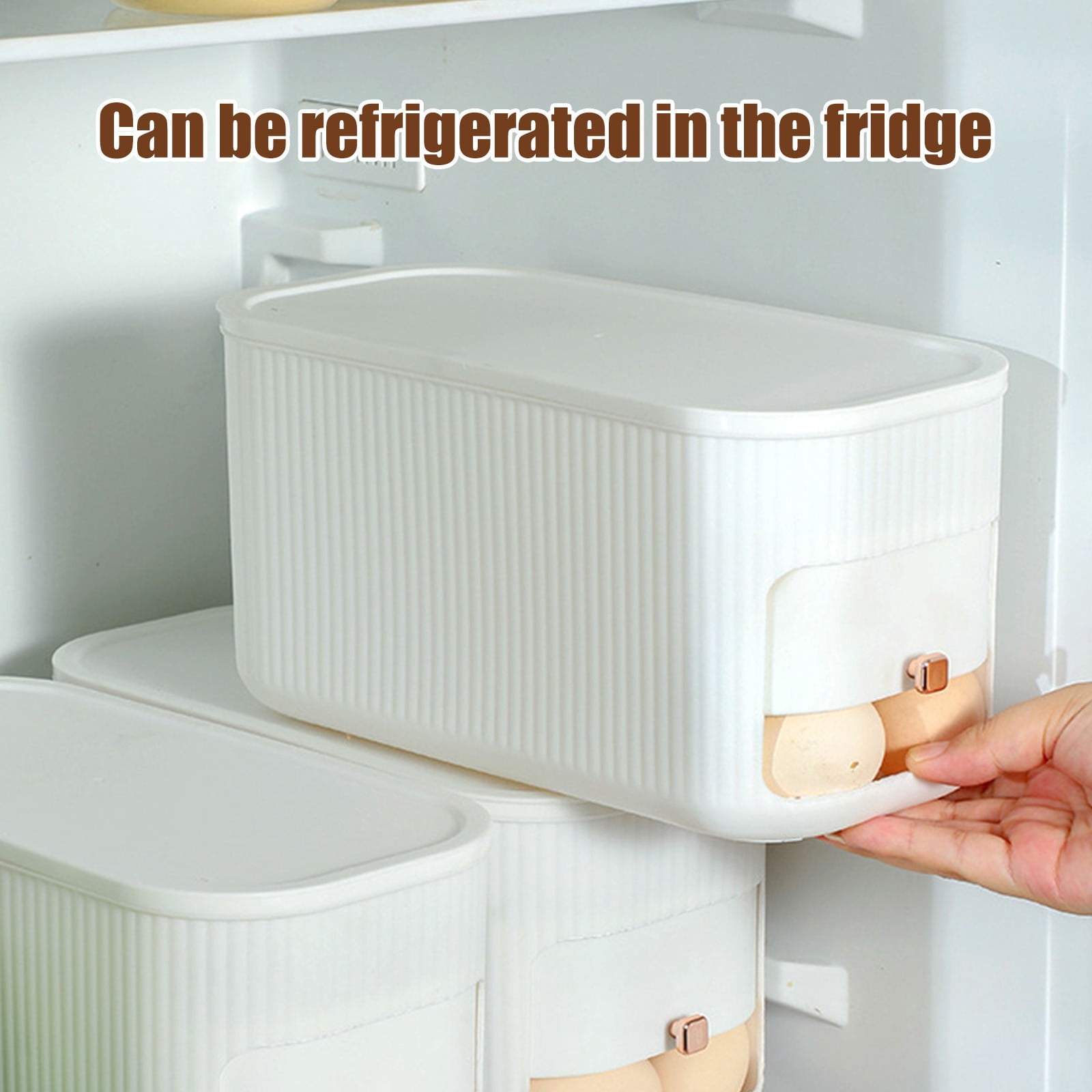 Plastic Egg Organizer Drawer-Style Storage Box For Refrigerator Countertop Holds 30 Eggs 11.2X5.5X5.5 Inch