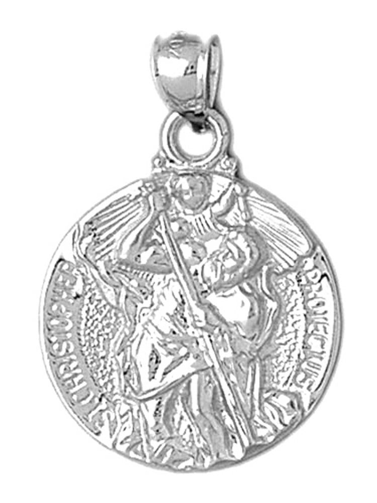 18K White Gold Saint Christopher Pendant - 33 mm - Walmart.com
