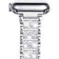 thumbnail image 1 of Correa plateada brillante compatible con Apple Watch de 42 mm, 44 mm, 45 mm y 49 mm, adecuada para iWatch Series 8/7/6/5/4/3/2/1/SE (2022/2020), correa de repuesto para pulsera de cristal brillante p, 1 of 5