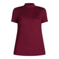 thumbnail image 7 of Time and Tru Women's Mock Neck Top with Short Sleeves, 2-Pack, Sizes XS-XXXL, 7 of 7