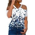 thumbnail image 2 of Aloohaidyvio Tops Clearance,Women Fashion Summer Printed Regular Starpless Mesh Short Sleeves V Neck Top, 2 of 5