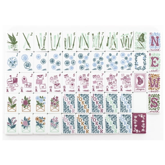 American Mahjong Tile Set 160 Acrylic 3 Layered Mahjong Tiles with Carrying Bag for Home Travel Game Nights Family Game Mahjong Set